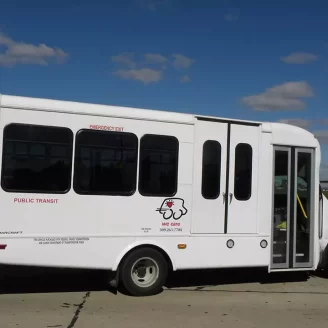 The We Care Bus, used for transporting the elderly and those with disabilities